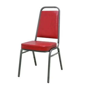 Metal Stacking Hotel Wedding Furniture Banquet Conference Room Chair Steel Red Leather Restaurant Chairs