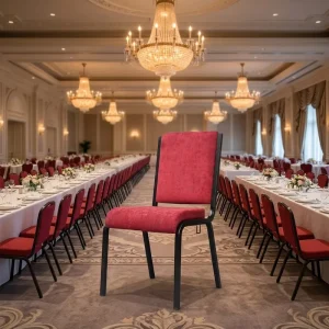 Metal Stacking Red Seat Modern Hotel Banquet Chair with Interlock