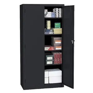 Metal Steel Office Filing Cabinet 4 Shelves Metal Cupboard Storage File Cabinet With 2 Swing Doors