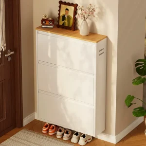 Metal Steel Shoe Cabinet Shoe Storage Flip Door Shoe Organizer Cabinet for Entryway Hallway Apartment