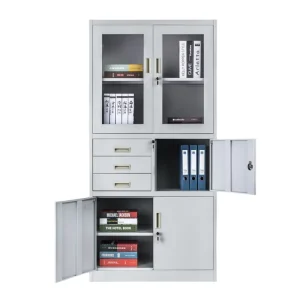 Metal Storage File Cabinet 3 Drawer Steel Cabinet with Glass Door with Key Lock Durable Eco Friendly Design