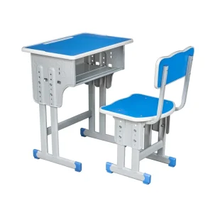 Metal Student Desk and Chair Sets for Classrooms Height Adjustable Wood Desk Top for Living Room & Bedroom