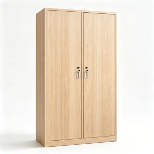 Metal Thermal Transfer Wood Grain Texture Heat Printing 2 Door Durable Steel File Cabinet Wardrobe Lock for Home Office Storage