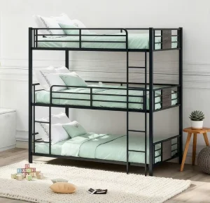 Metal Tube Triple Bunk Adult Metal Bed Hotel School Dormitory Bunk Beds Metal Iron Bed