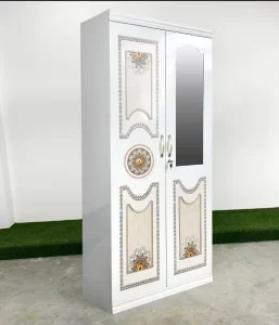 Metal Wardrobe Steel Storage Cabinet With Double Door Mirror Design Space Saving Furniture for Bedroom Hotel