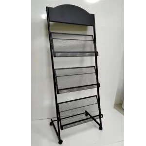 Metal Wire Mesh Movable Magazine Display Rack