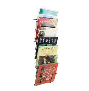 Metal Wire Wall Mounted Vinyl Record Storage Rack 7 Tier Magazine and Brochure Holder for Storage and Decorate