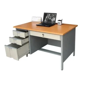 Metal and Wood Office Desk for Employees with Drawers Steel Writing Desk Home Office Computer Desk