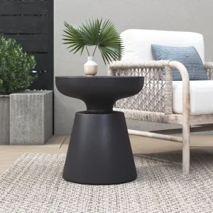 MgO Hourglass Pedestal Side End Coffee Table Indoor Outdoor Patio Garden Living Room Furniture Modern Minimalist Durable Movable