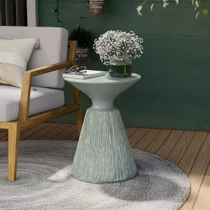 MgO Tree Bark Textured Pedestal Side End Coffee Table Indoor Outdoor Patio Garden Modern Minimalist Living Room Furniture