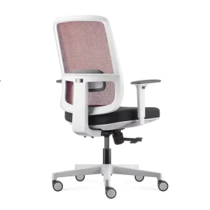Mid-Back Mesh Ergonomic Office Chair with White Frame Adjustable Swivel Desk Chair for Home & Staff Use