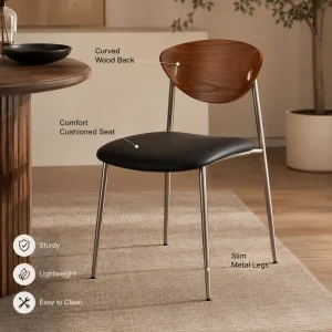Mid Century Bird Chair Steel Curved Back Soft Cushion Slim Metal Legs Waterproof Eco Friendly Home Restaurant Designer Furniture