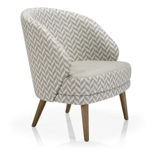 Mid Century Fabric Lounge Chair with Solid Wood Legs for Hotel Lobby and Bedroom Seating