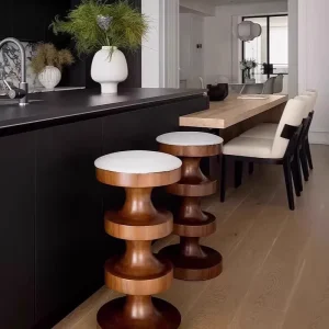 Mid Century Modern Minimalist Solid Wood Bar Stools High Legged Creative Luxury Furniture for Living Room Bars Cafes Restaurants
