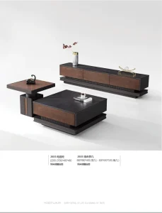 Mid-Century Modern TV Stand Cabinet Coffee Table Set Wooden Material TV Stand Modern for Living Room