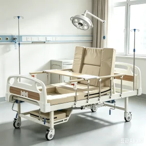 Mid Curved Manual Nursing Bed Multi Function Medical Bed With Bedpan Holder Dining Table for Elderly Disabled Home Patient Care