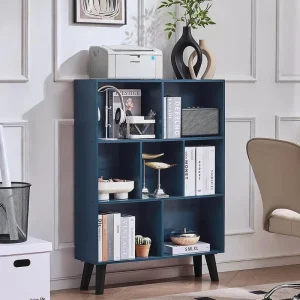 Mid Modern Design Portable Wooden 3-Tier Storage Cabinet Office Filing Cabinet Bookshelf Living Room Home Offices
