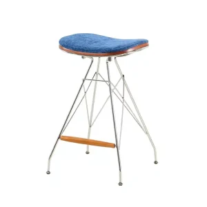 Mid century Commercial Bar Stool Internet Famous Restaurant Designers Upholstered Wrought Iron Minimalist Casual High Chair