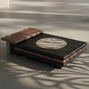 Mid-century Stone Coffee Table Set Eco-Friendly Durable Retro Furniture for Home & Villa Use