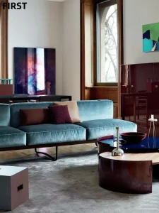 Mid-century Style LC5 Bauhaus Stainless Steel Leather Sofa for Living Rooms and Offices