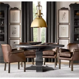 Midcentury Solid Wood Round Dining Table for 6 Eco Friendly Durable for Small Spaces Hotel and Bars Dining Room