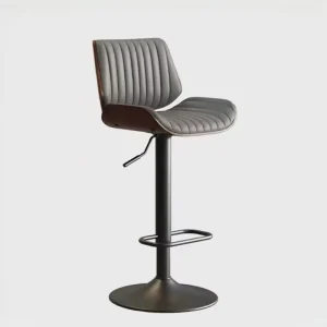 Midcentury Wood and Leather bar Chair for Chair for Caffe bar Kitchen Bar Stool Adjustable Height Metal Frame