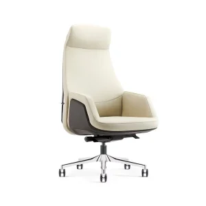 Middle Back Leather Grey White Boss Chairs Luxury Modern Executive Seating Ceo Swivel Office Chair