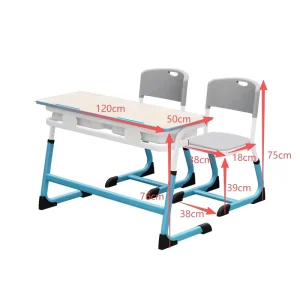 Middle School Desk and Chair 18 MM Thickness Table Top Double Student School Desk and Chairs Set