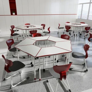 Middle School University Student Adjustable Durable Eco Friendly Metal Frame Wood Desk Chair Set for Classroom School Furniture