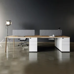 Mingle Modular Staff Office Workstations Desk Convertible Wooden Table Design Office Partition For Villa Office Use