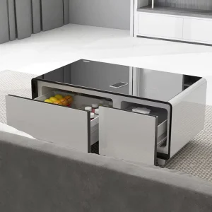 Mini Bar Multi Functional Refrigerator Smart Coffee Table with High Bass Music Player Speakers Mobile Charger