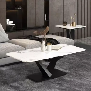Minimal Light Luxury Modern Square Marble Durable Tea Table Combination for Living Room
