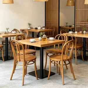 Minimal Modern Oriental Catering Furnishings Scratch resistant Multi layer Tables & Solid Wood Chairs