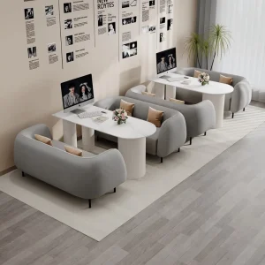 Minimal Studio Modern Velvet Two Seat Reception Sofa with Sponge Filling for Mall and Office Use