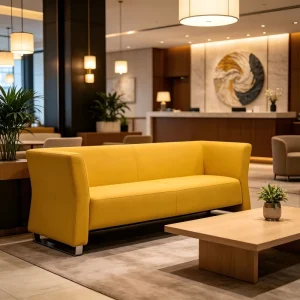 Minimalist 3-seat Fabric Office Sofa, Business Reception Lounge for Hotel, Beauty Salon & Clothing Store Rest Area