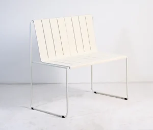 Minimalist 37 Inch Oversized Outdoor Lounge Chair Modern Sled Frame Patio Loveseat Bench For Small Space Apartment Backyard