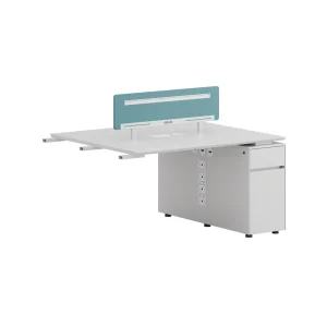 Minimalist All White 2 Person Shared Office Workstation Flat Pack Staff Desk for Home Studio Small Creative Workspace