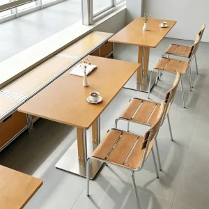Minimalist Aluminum Profile Marine Plywood Round Cafe Table Chair Set Bistro Furniture for Milk Tea Coffee Shop