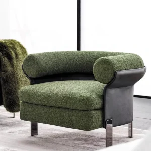 Minimalist Armchairs Stainless Steel Teddy Velvet Lounge Chair Living Room Sofa Chair