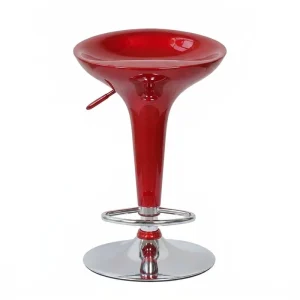 Minimalist Bar Stool Bowl Seat High Gloss Chrome Base Ring Footrest Height Adjustable 360 Swivel for Kitchen Pub Counter