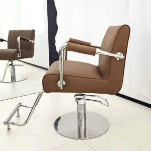 Minimalist Barber Chair Stainless Steel PU Leather Seat Swivel and Height Adjustable Styling Chair for Hair Salons