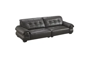 Minimalist Black Genuine Leather Upholstered Modular Comfortable Sectional Sofa Set High Density Sponge for Apartment Hotel Use