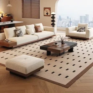Minimalist Chenille Upholstered Sectional Sofa Set with Solid Wood Frame for Apartment Living Room