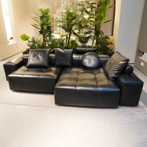 Minimalist Corner Sofa Set Reclining Modular Design Genuine Leather Tufted Upholstery Comfortable Seating Villa Apartment Hotel