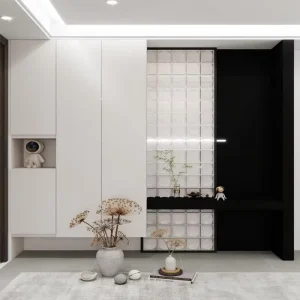 Minimalist Entryway Furniture Set with Mirror and Coat Hooks