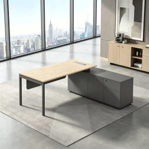 Minimalist Executive Office Desk with Cabinet Modern Office Manager Table Wooden Commercial Furniture