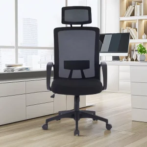 Minimalist Fabric Executive Office Chair with Adjustable Height Fixed Armrest Stainless Steel Frame Ergonomic Design