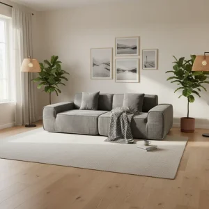 Minimalist Fabric Sofa High Density Foam Upholstered Couch for Living Room Apartment Residential Furniture