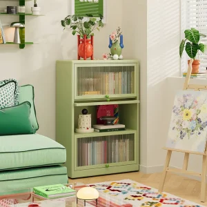 Minimalist Green Metal Bookshelf for Small Living Room