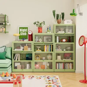 Minimalist Green Metal Bookshelf for Small Space Living Room